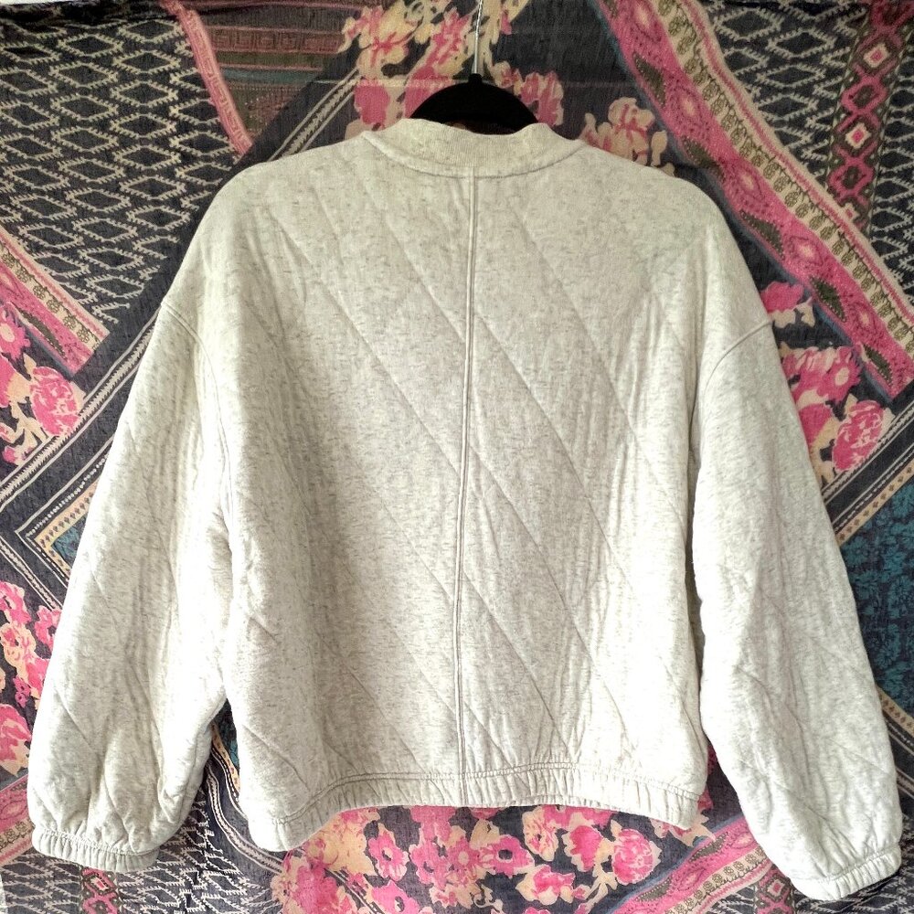 Old Navy Sweatshirt 1/2" Zip, Quilted, Oatmeal Heather Cream, Sz Large LN! - Picture 4 of 11
